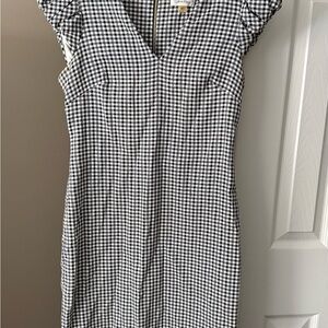 Calvin Klein Black and White Checkered Midi Dress